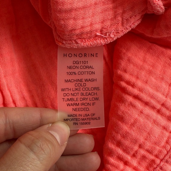 Honorine Giselle Ruffled Tiered Gauze Cotton Mini Dress Small S Neon Coral - Picture 8 of 9